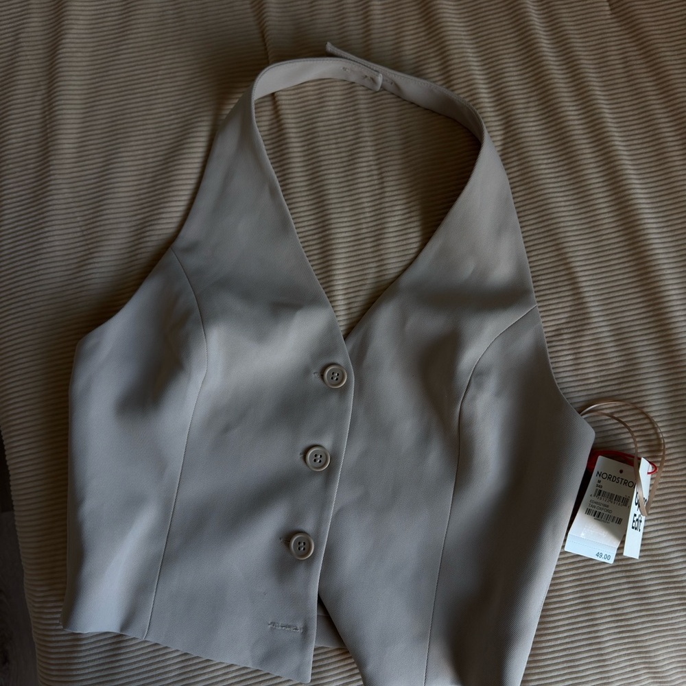 Open Edit Beige Halter Vest
